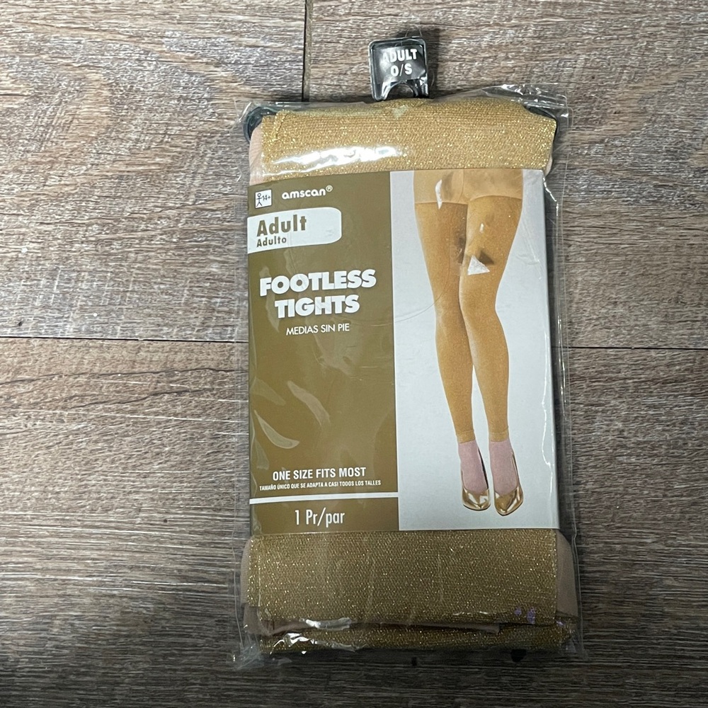 NWT Amscan Shimmery Metallic Footless Tights